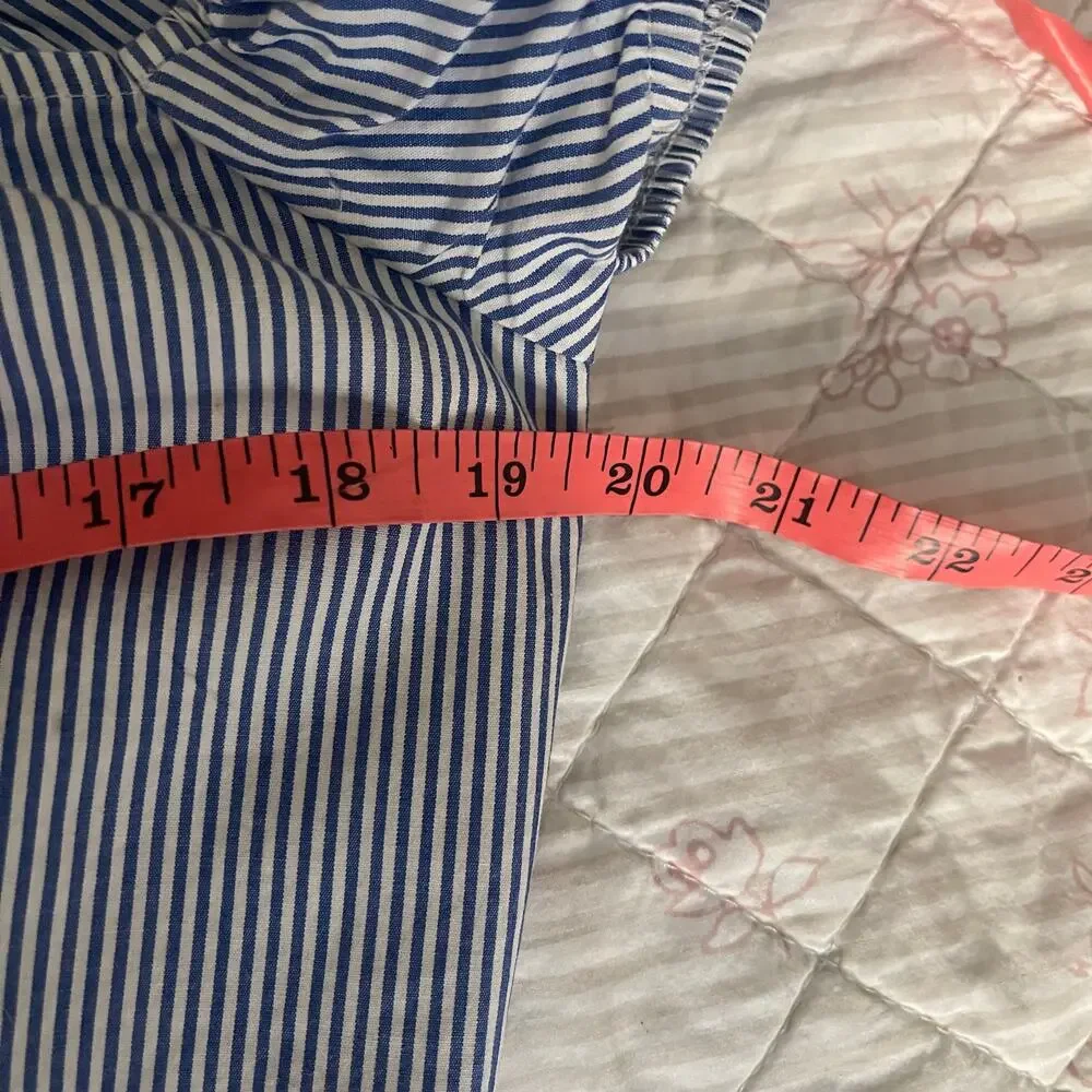 Reformation Milkmaid Blue White Pinstripe Puff Sleeve Crop Top XL Couquette